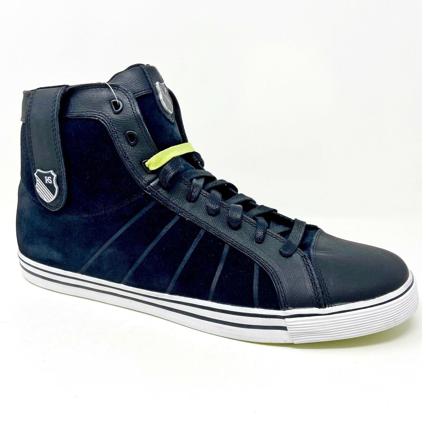 K Swiss HWD Mid VNZ Black Optic Yellow Silver Mens Size 13 Sneakers 02683094