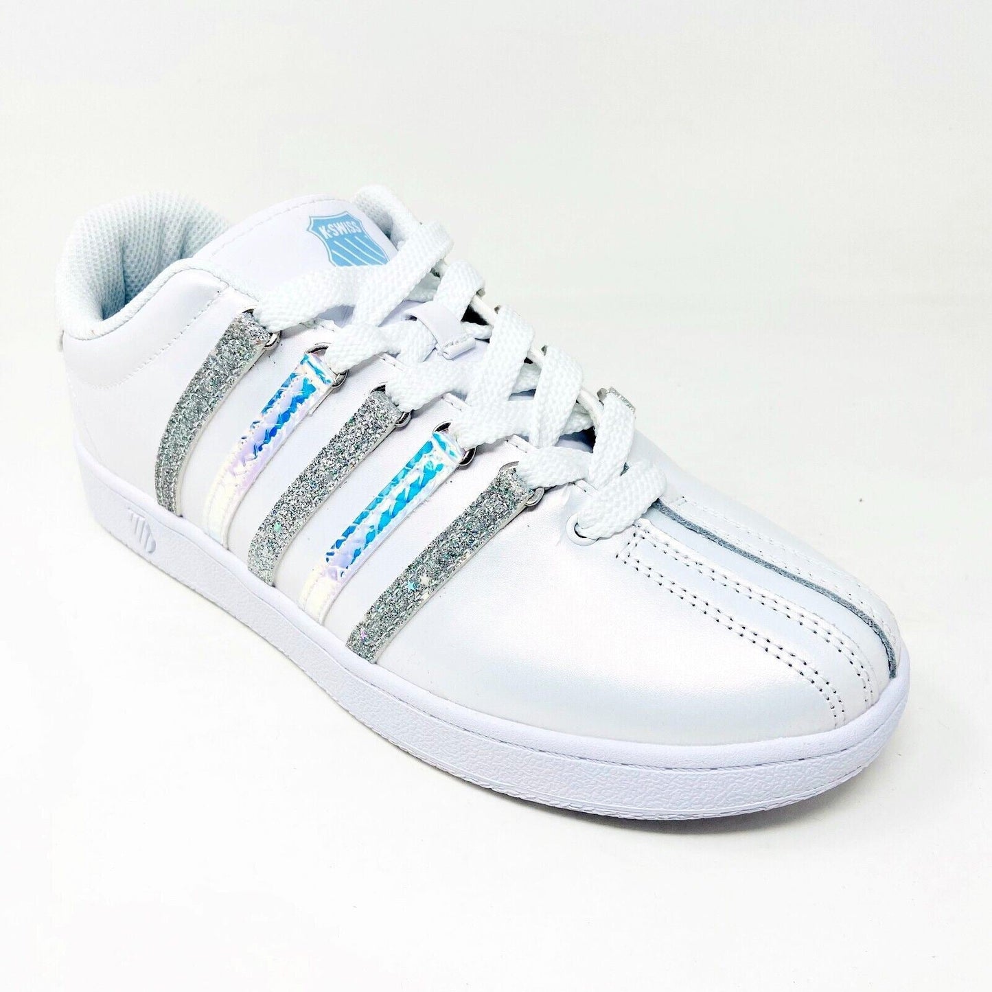 K-Swiss Classic VN White Sparkle Mermaid Kids Size 7 Varsity Sneakers 87321 968