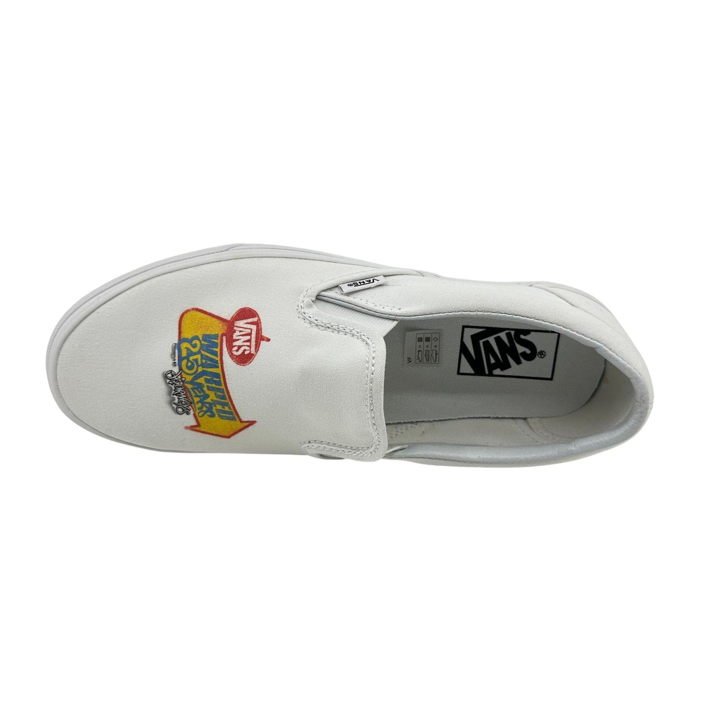 VANS Classic Slip On White Mens Athletic Warped Tour 25 Years Sneaker