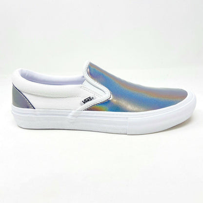 Vans Slip On Pro (Iridescent) Silver True White Mens Laceless Casual Shoes