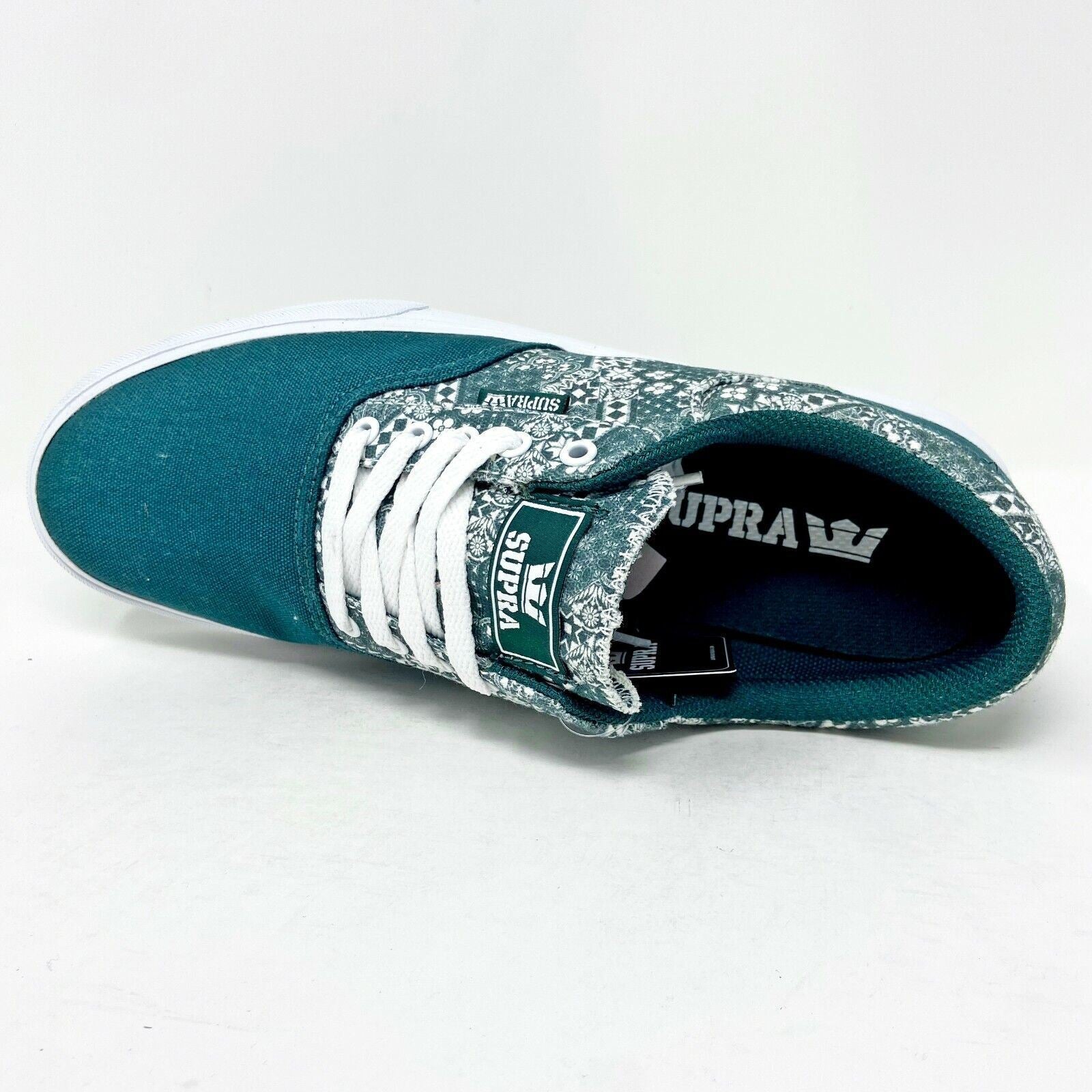 Supra Cobalt Evergreen Print Green White Mens Skateboard Shoes 05663 304