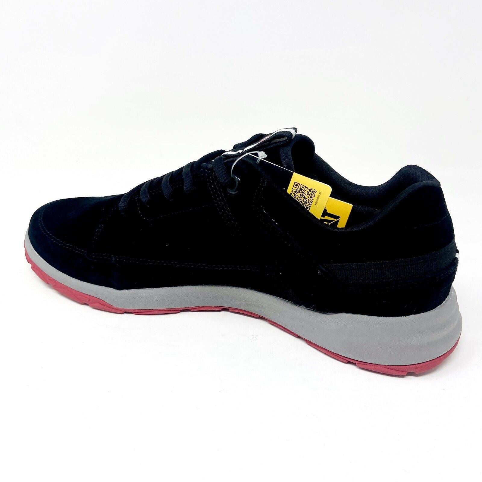 Caterpillar CAT Quest Black Red Mens Suede Casual Shoes Sneakers P724162