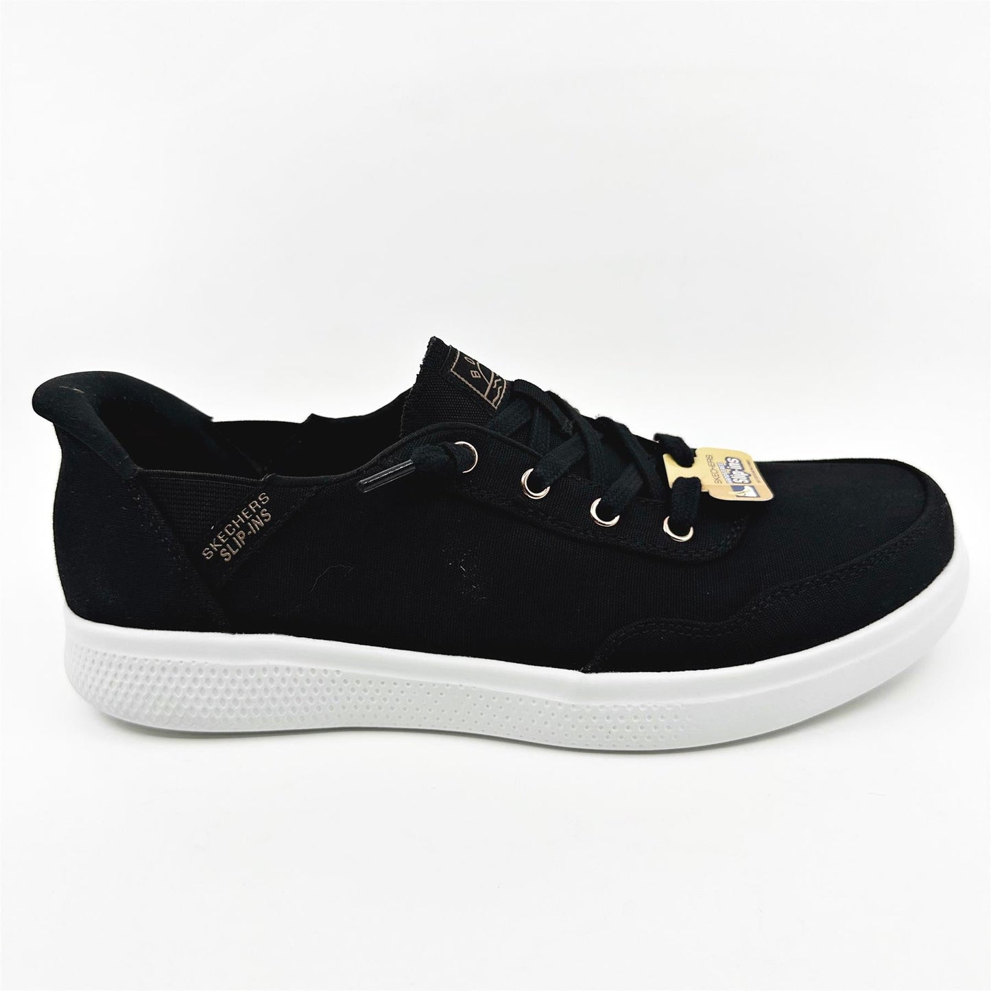 Skechers Bobs Skipper Keep It Sweet Black Womens  Slip On Sneakers