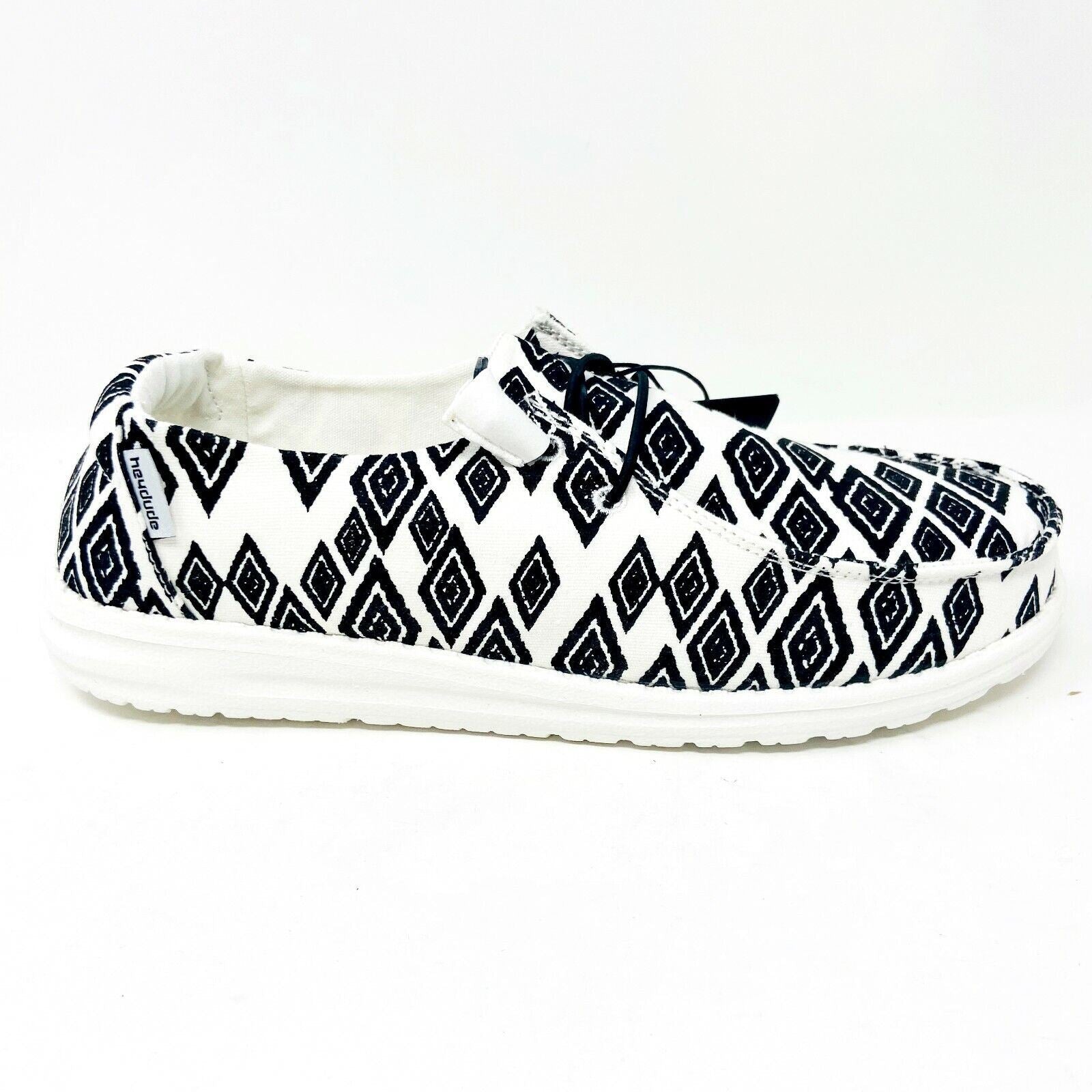 Hey Dude Womens Wendy Print Black White Aztec Size 10 Slip On Comfort Shoes