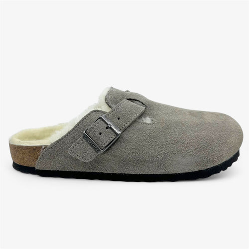 Birkenstock Boston VL Shearling Stone Coin Womens Casual Soft Footbead Clog