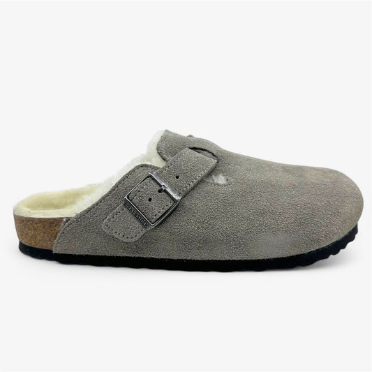 Birkenstock Boston VL Shearling Stone Coin Womens Casual Soft Footbead Clog