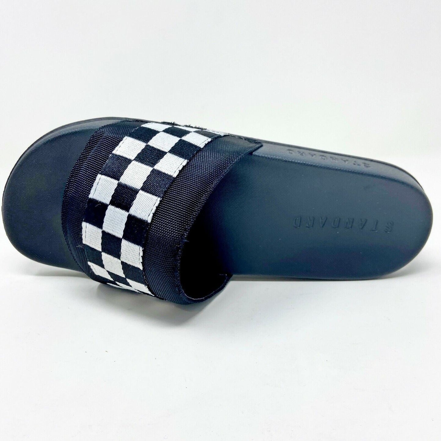 STNDRD Standard Los Angeles Monaco Checkerboard Black White Mens Slides Sandals