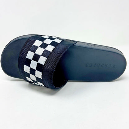 STNDRD Standard Los Angeles Monaco Checkerboard Black White Mens Slides Sandals