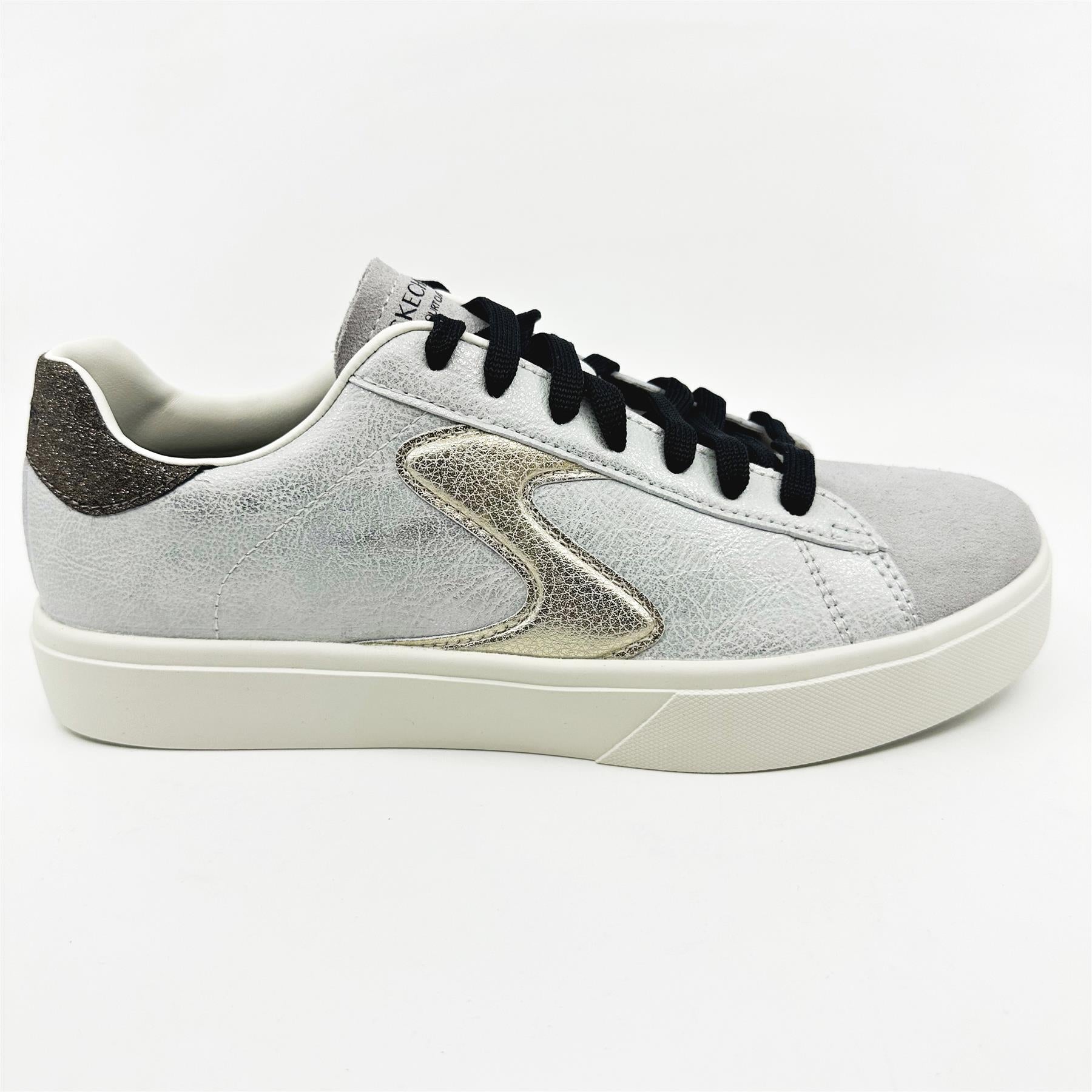 Skechers Eden LX Glimpse Of Glitter Light Gray Black Womens  Athletic Sneakers