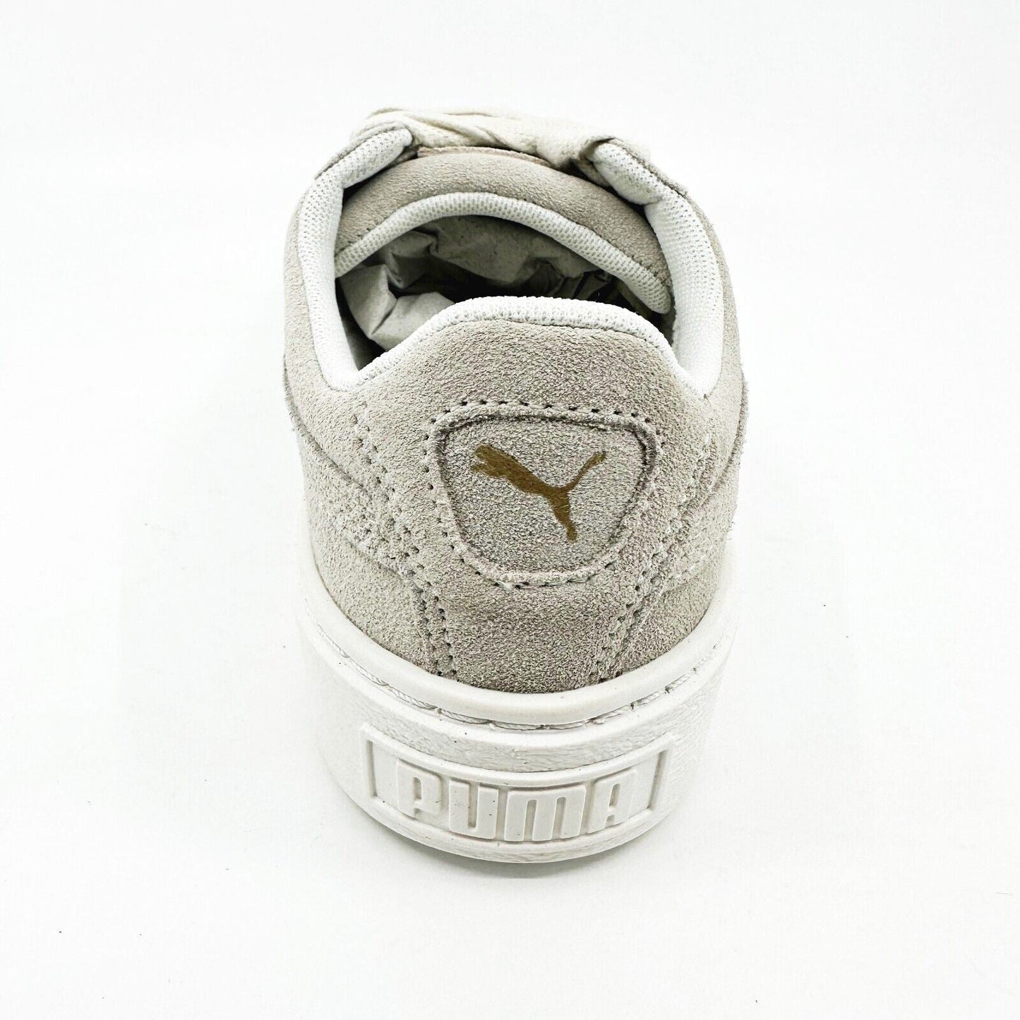 Puma Suede Platform Crushed Gem Marshmallow Metallic Gold Womens 365866 02