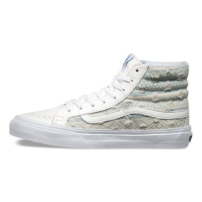 VANS Sk8 Hi Slim (Frayed Native) True White Tribal Womens Size 9.5 Casual Shoes