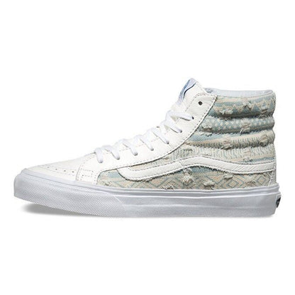 VANS Sk8 Hi Slim (Frayed Native) True White Tribal Womens Size 9.5 Casual Shoes