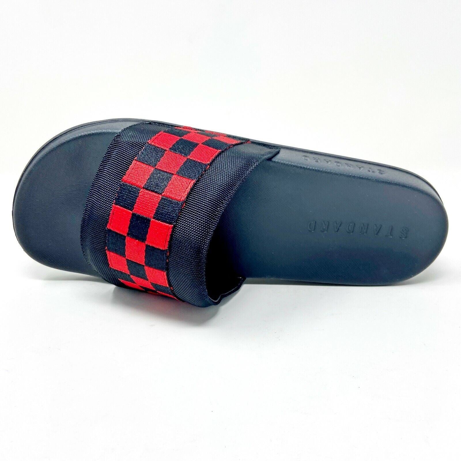 STNDRD Standard Los Angeles Monaco Checkerboard Black Red Mens Slides Sandals