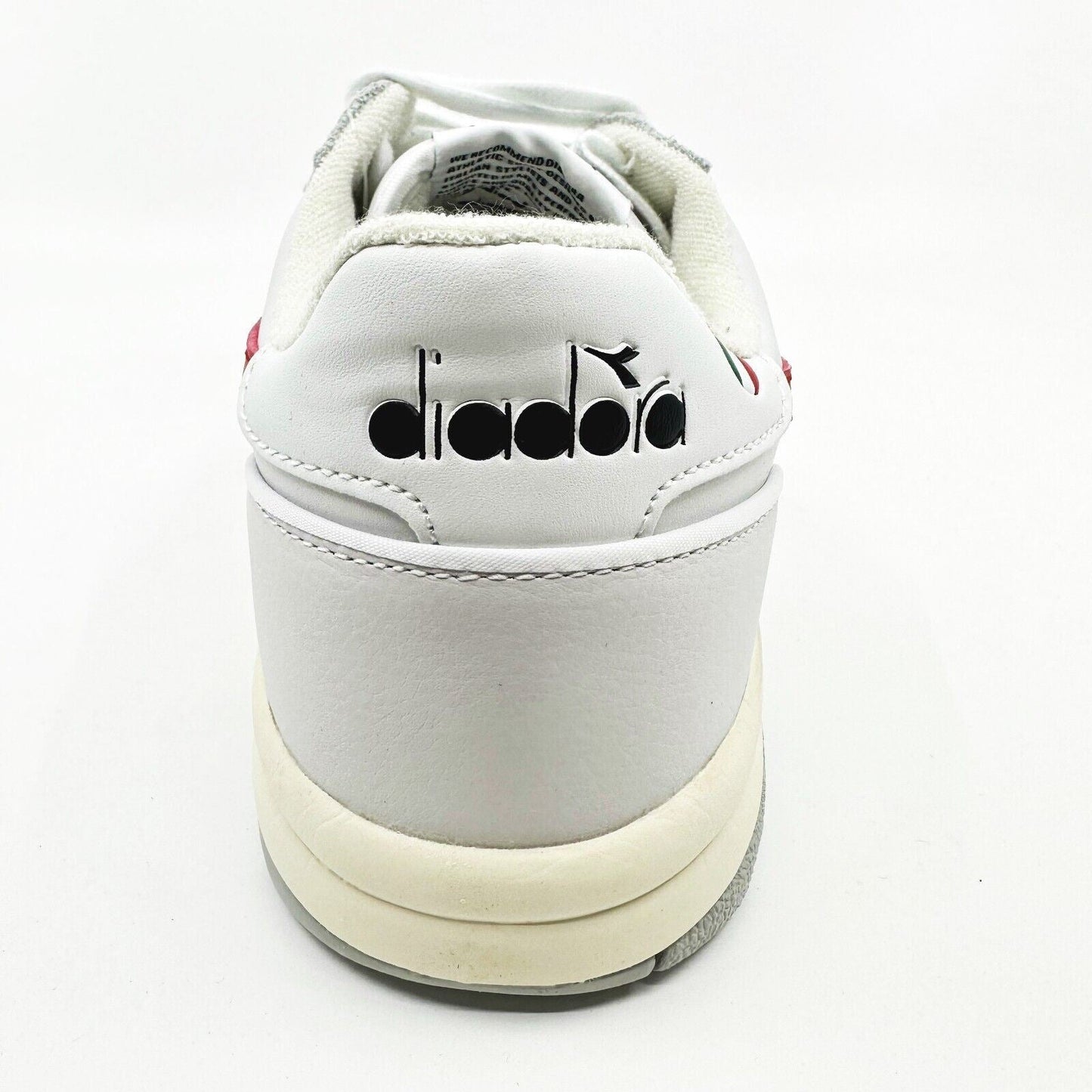 Diadora Maverick H.O.C. White Red Italy Mens Full Grain Leather Sneakers