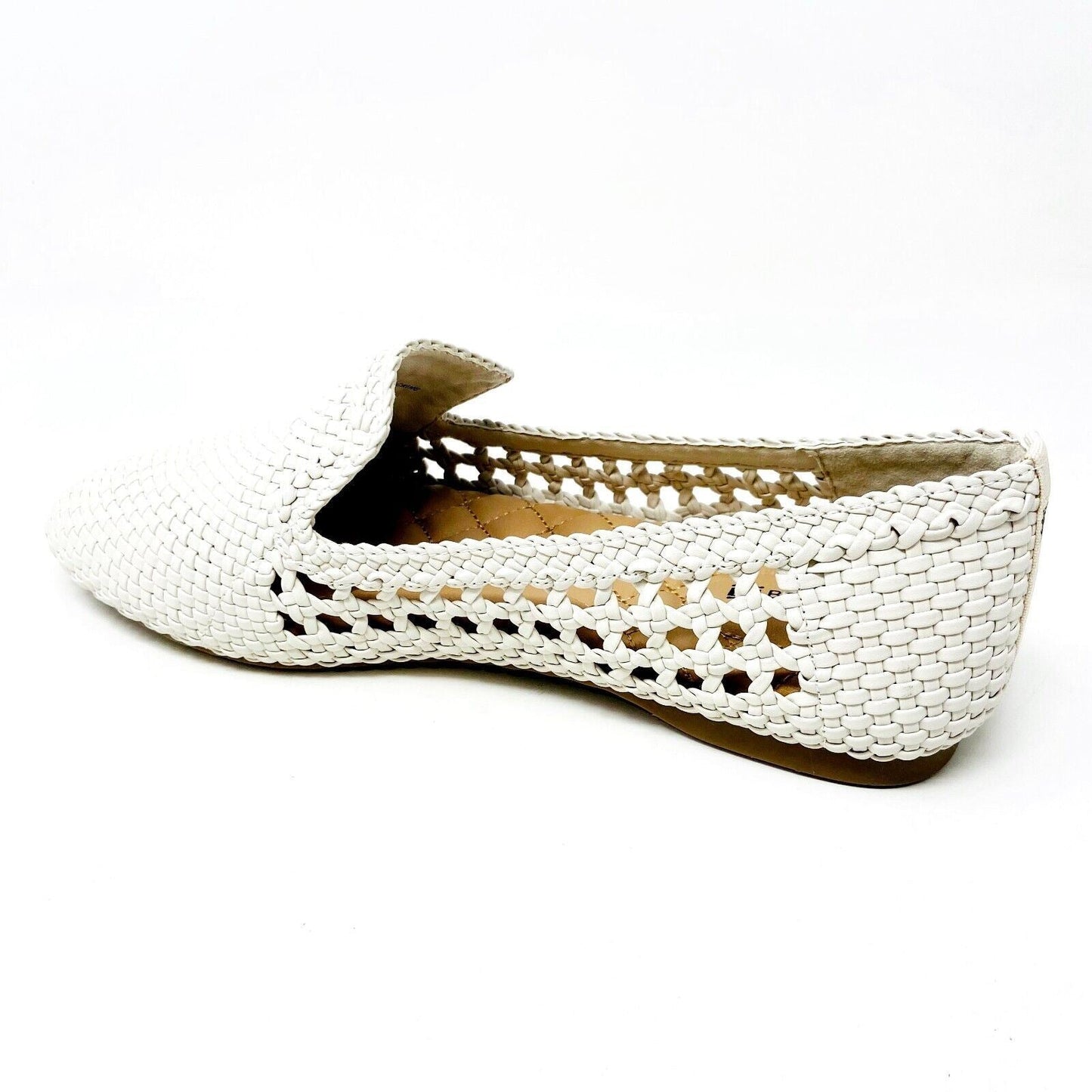 Birdies The Starling White Woven Womens Vegan Leather Slip On Flats Loafers