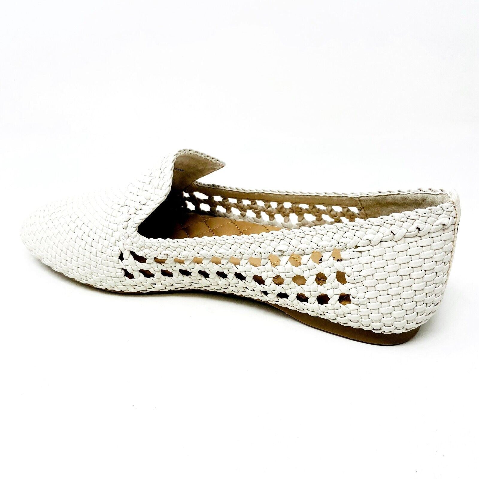 Birdies The Starling White Woven Womens Vegan Leather Slip On Flats Loafers