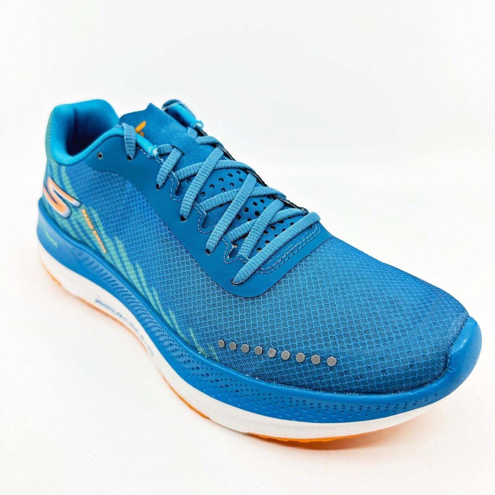 Skechers Go Run Razor Excess Blue Orange Womens Athletic Running Shoes