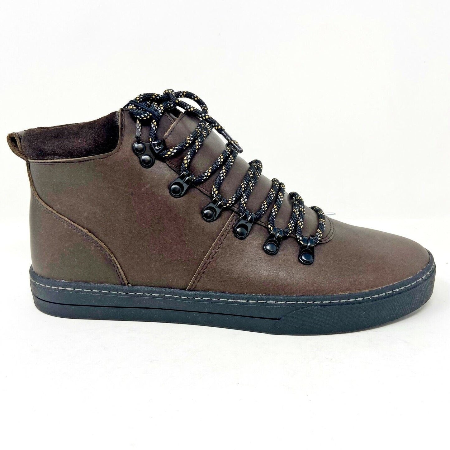 Clae Grant Umber Leather Brown Black Mens Premium Casual Sneakers
