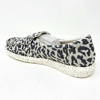 Hey Dude Womens Misty Woven Cheetah Grey Size 5 Slip On Walking Comfort Shoes