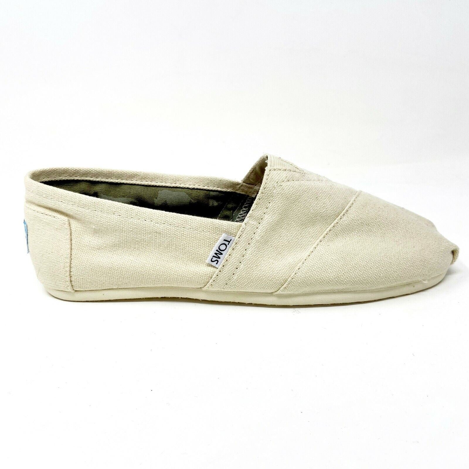 Toms Classics Natural Canvas Womens Slip On Casual Canvas Flat Shoes