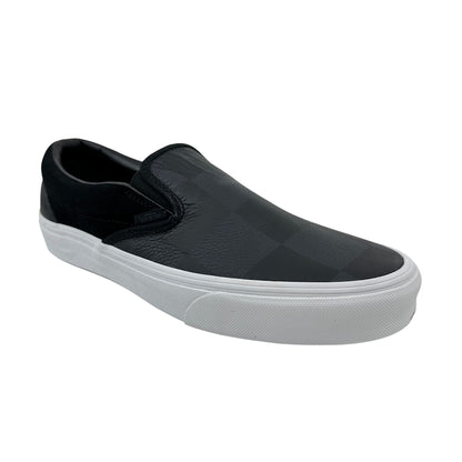VANS Classic Slip On Leather Suede Checkerboard Asphalt Black Mens Sneaker