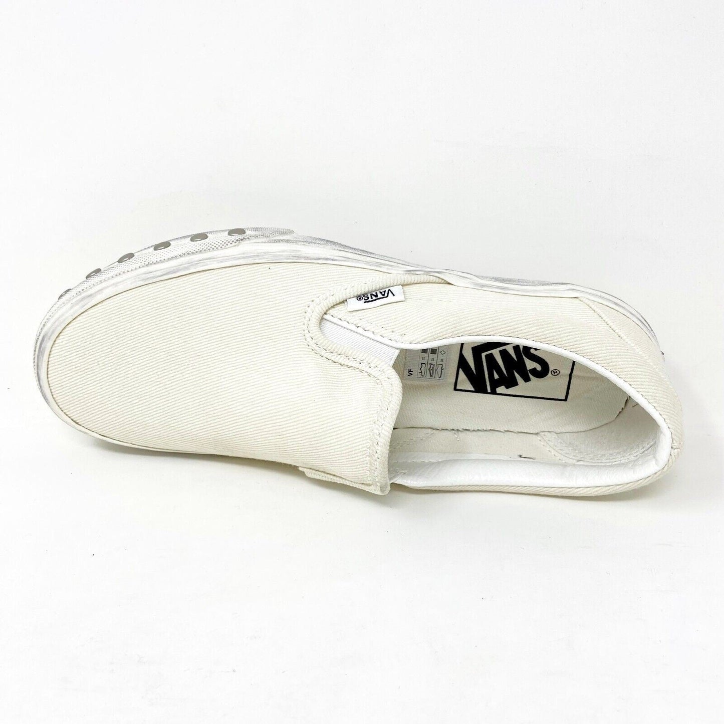 Vans Classic Slip On (Overwashed) White Womens Studded Casual Shoes