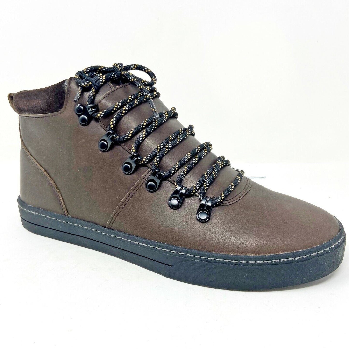 Clae Grant Umber Leather Brown Black Mens Premium Casual Sneakers