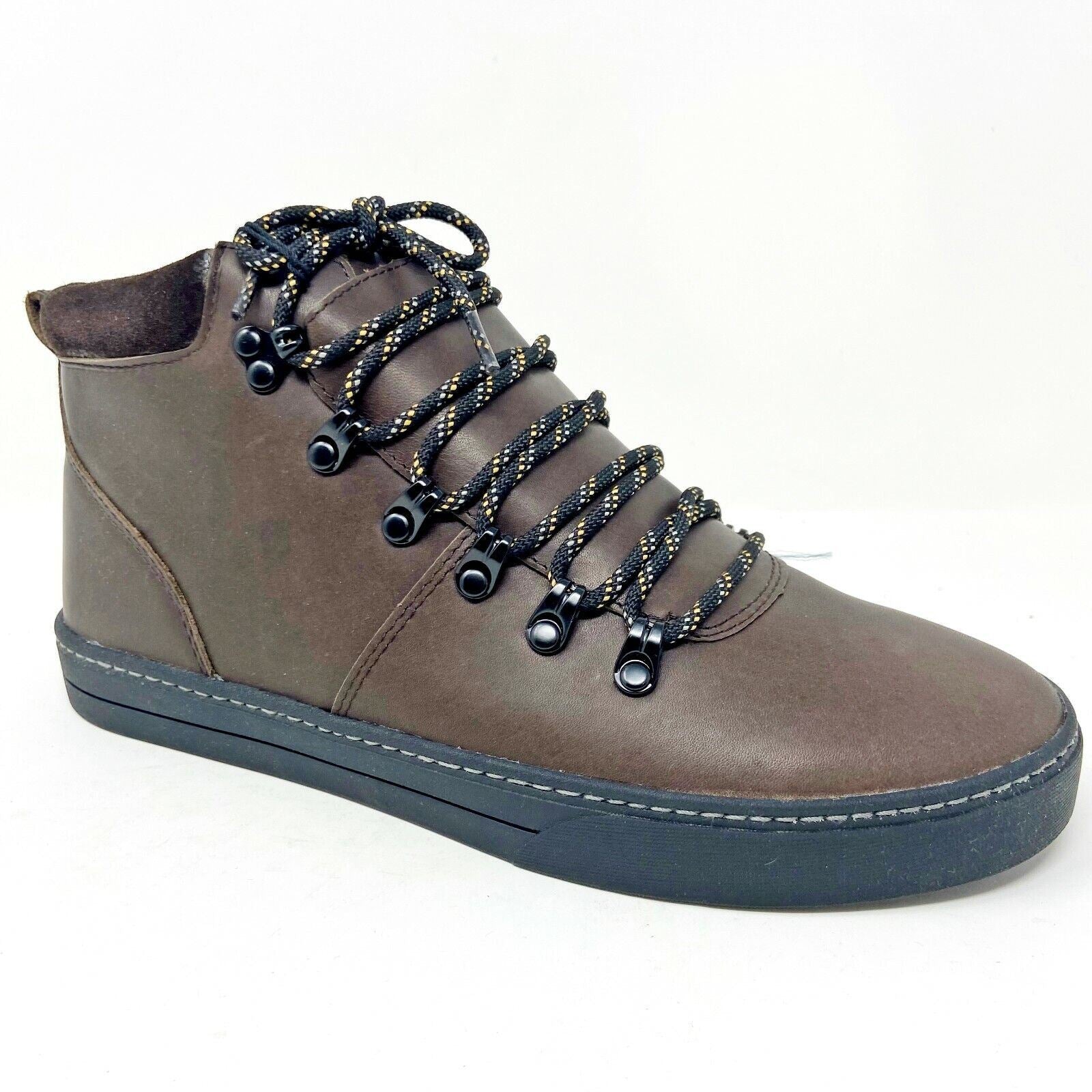 Clae Grant Umber Leather Brown Black Mens Premium Casual Sneakers