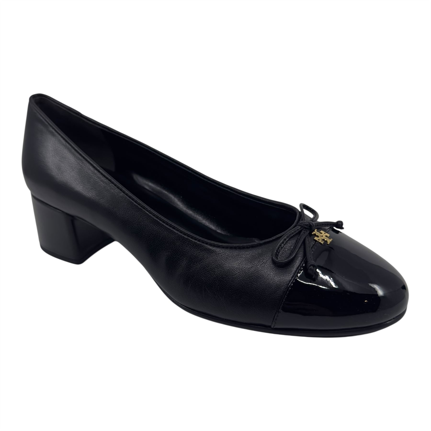 Tory Burch Cap Toe Pump 45MM Perfect Black Womens Heel Goat Leather Pump