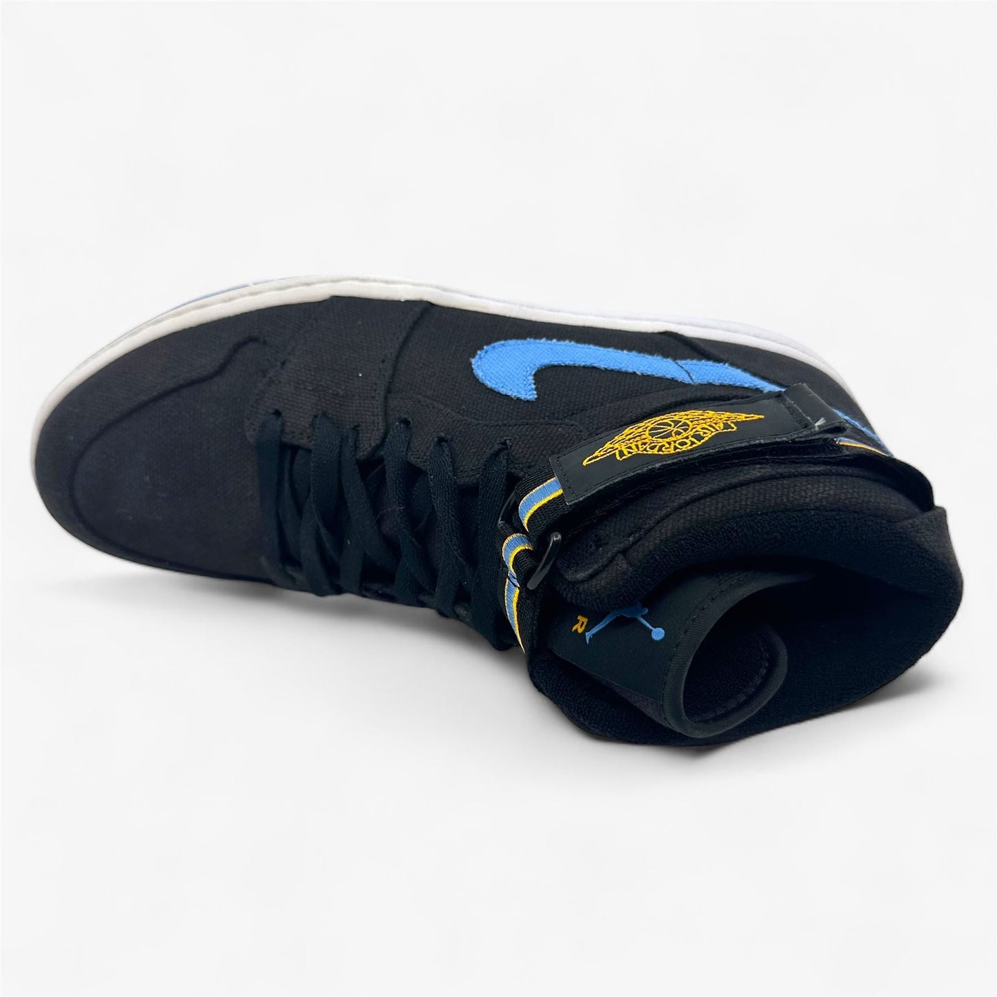 Jordan Air Jordan 1 High Strap Black University Blue White Mens Sneaker