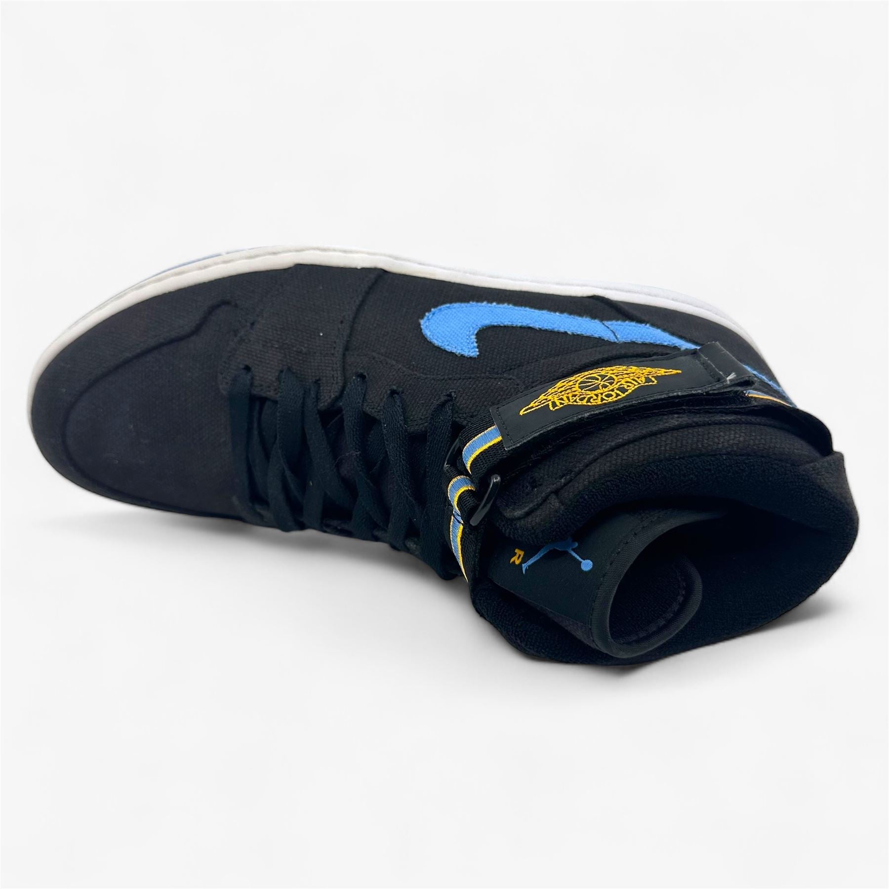 Jordan Air Jordan 1 High Strap Black University Blue White Mens Sneaker