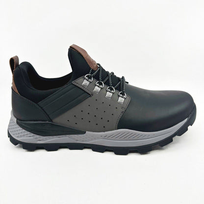 Skechers Riglen Albano Black Gray Mens Size 10.5 Leather Athletic Sneakers