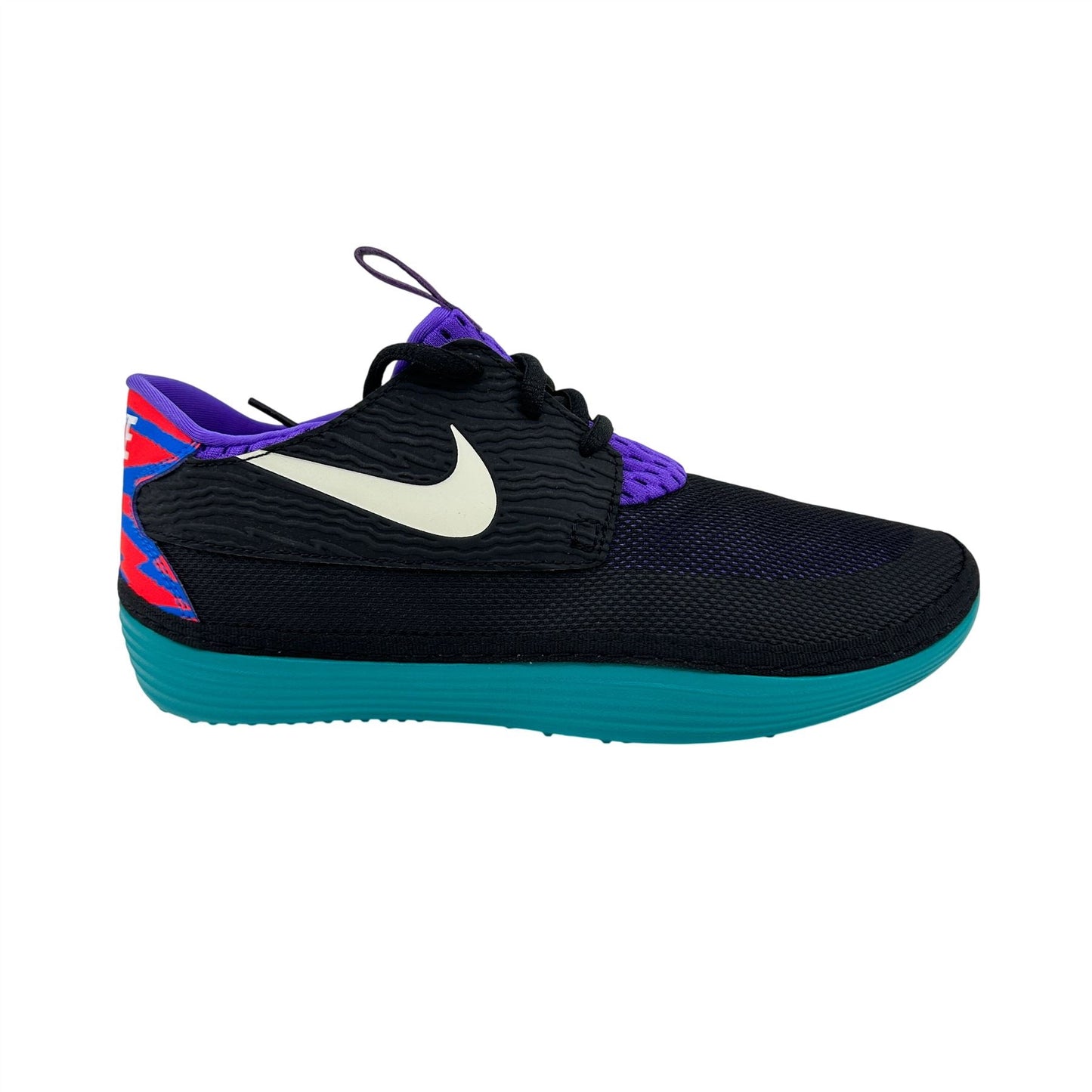 Nike Solarsoft Moccasin Black White Green Purple Mens Size 7 Athletic Sneaker