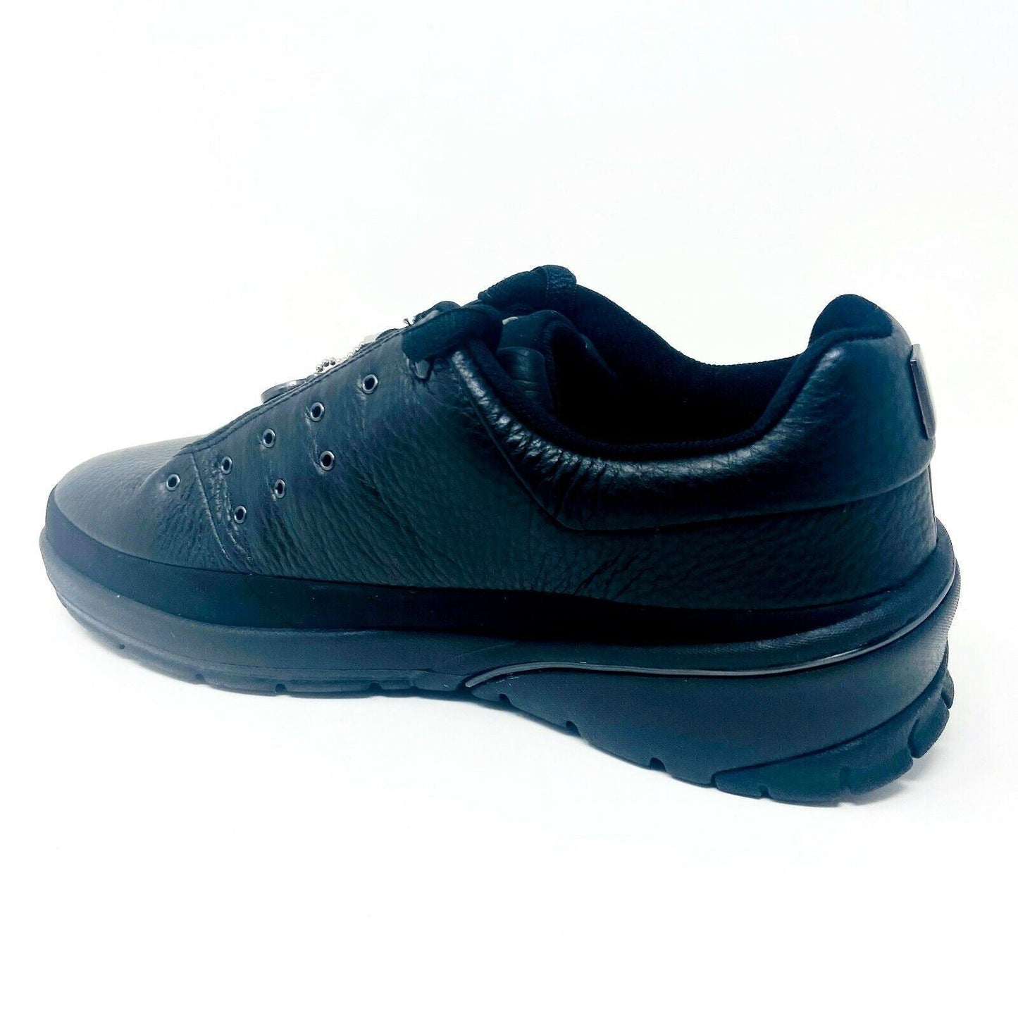 K-Swiss Pratt Black Chrome Leather Mens Retro Casual Sneakers 01131068