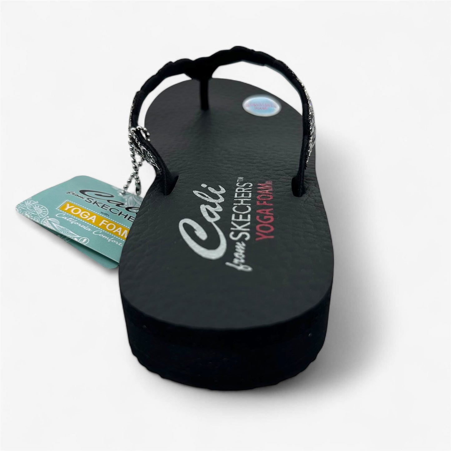 Skechers Meditation Floral Candy Black Womens Sandal Thong