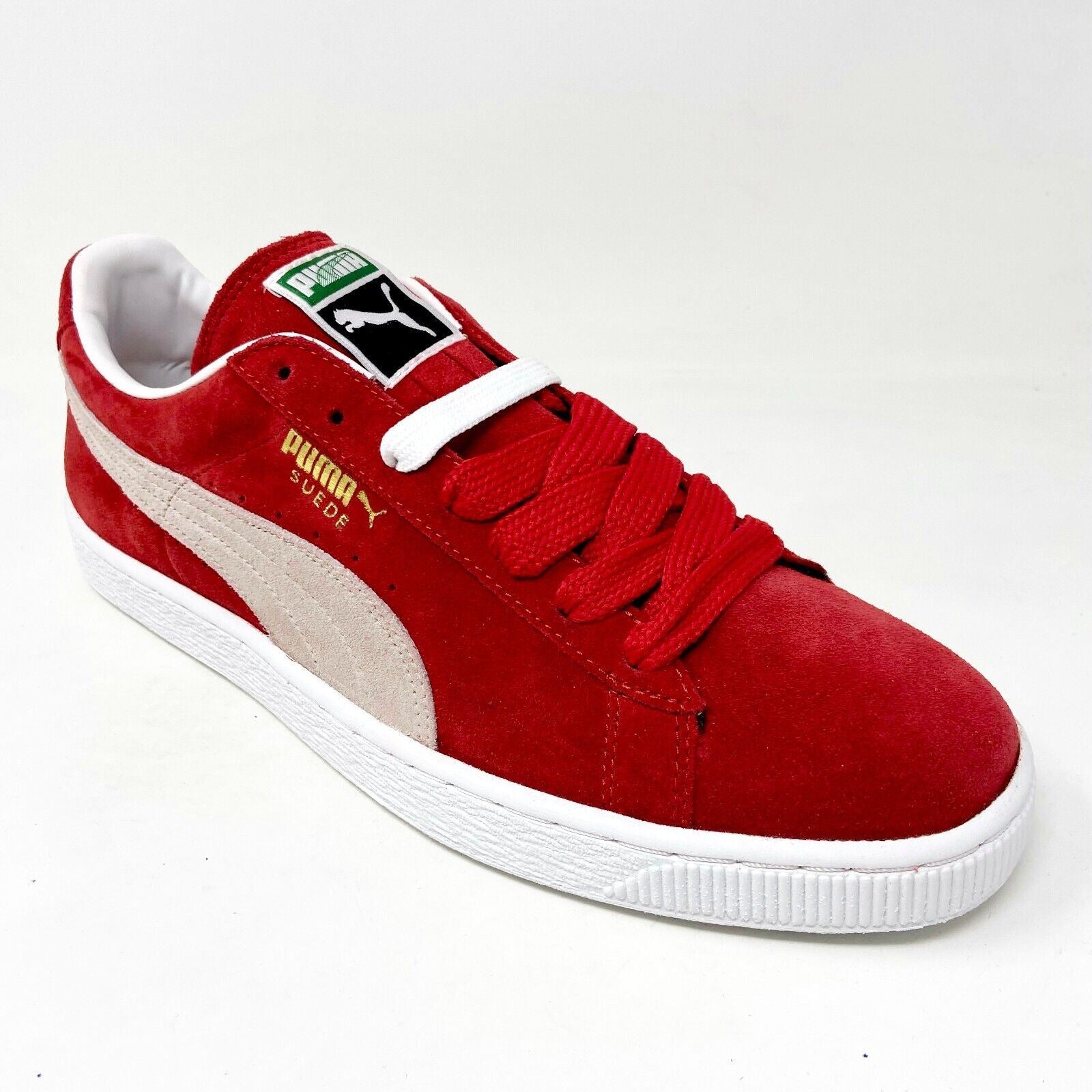 Puma Suede Classic + High Risk Red White Mens Sneakers 352634 65