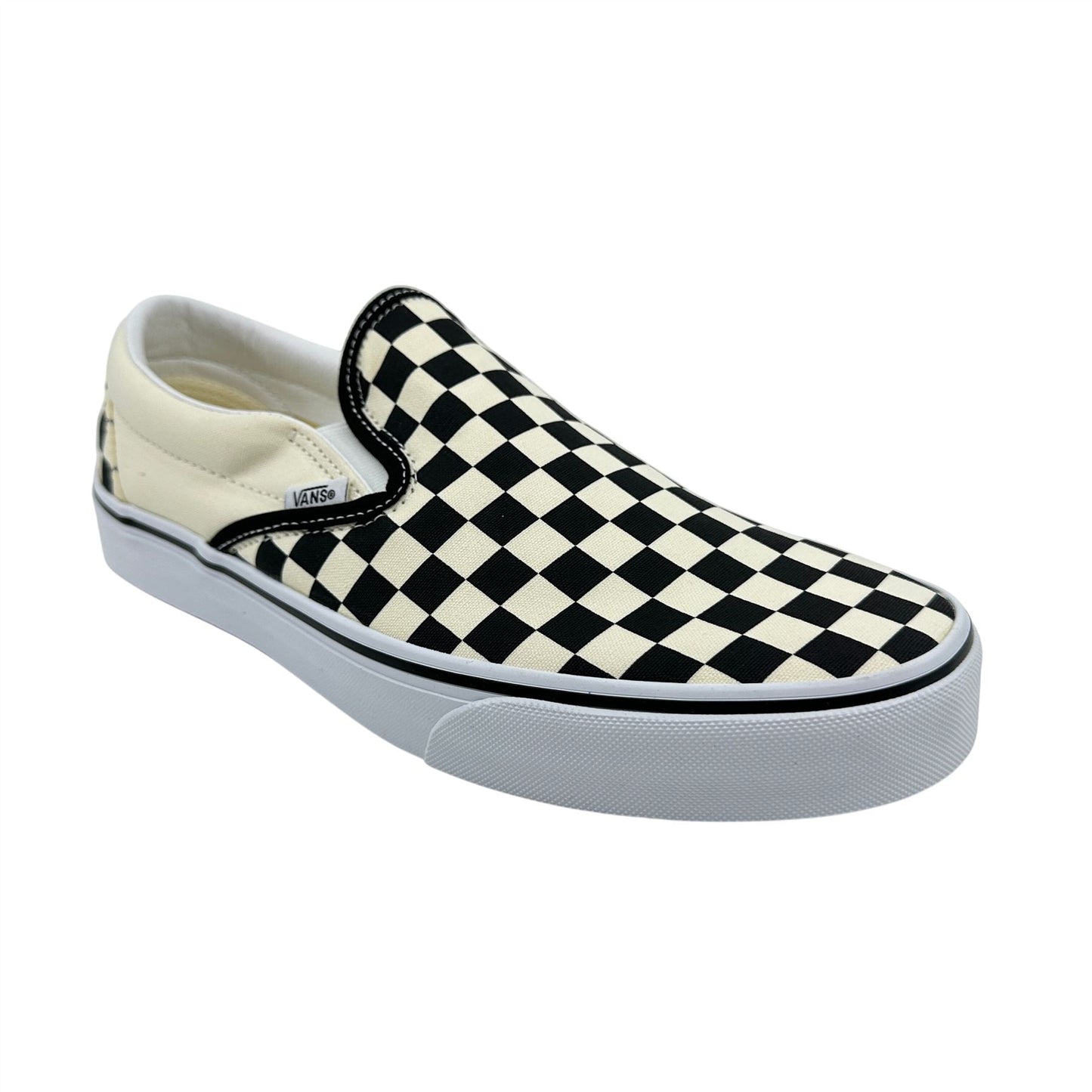 VANS Classic Slip On Checkerboard Black White Womens Wide Athletic Sneaker