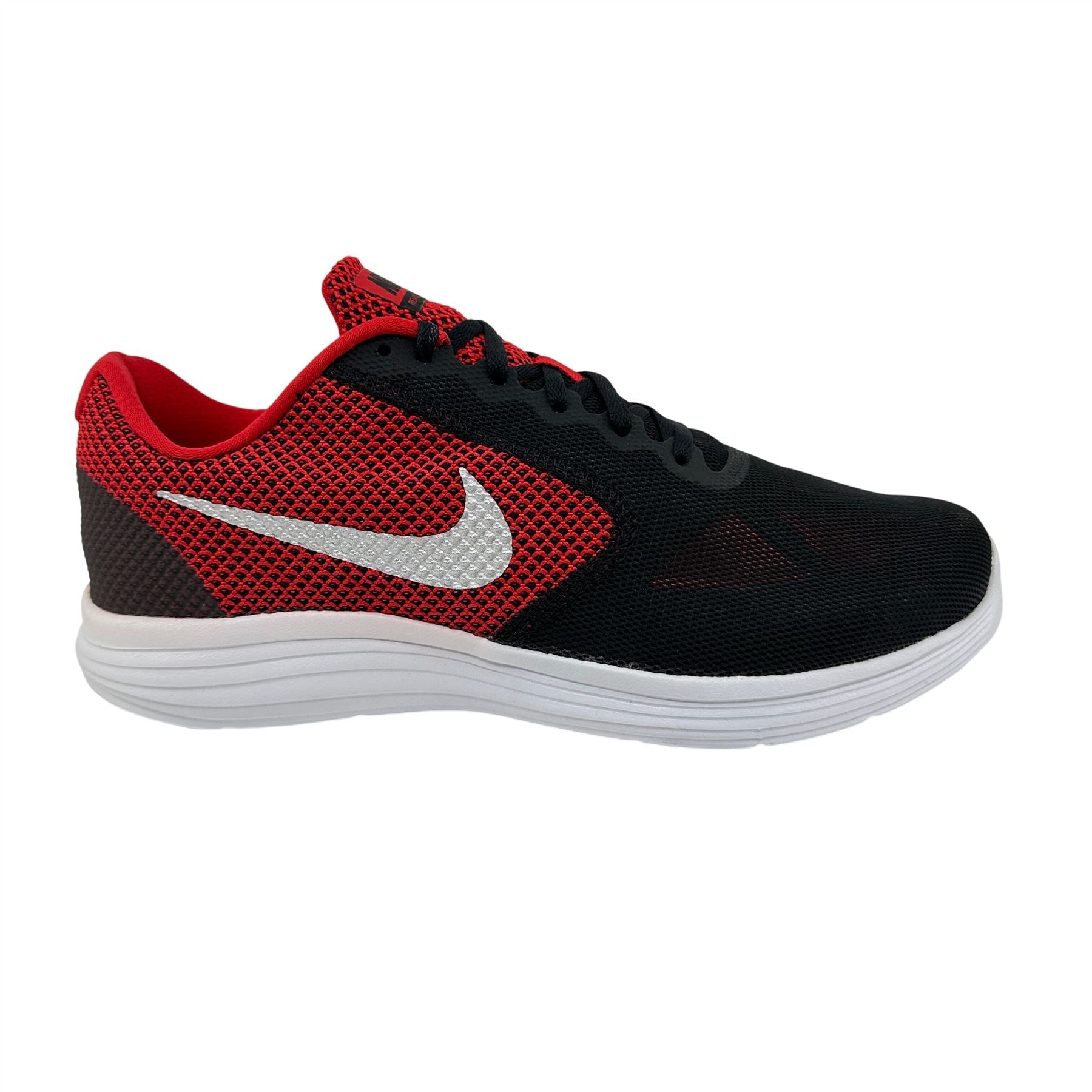 Nike Revolution 3 University Red Metallic Silver Mens Extra Wide Sneaker