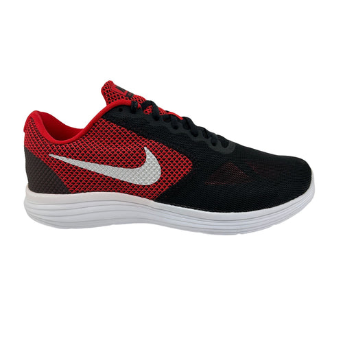 Nike Revolution 3 University Red Metallic Silver Mens Extra Wide Sneaker
