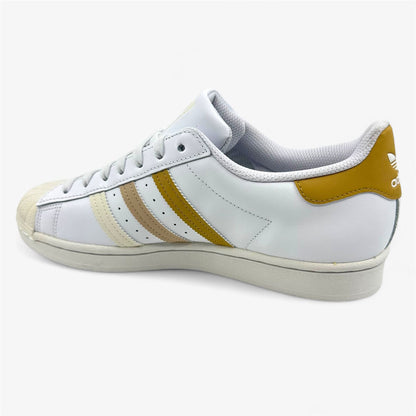 Adidas Superstar White Golden Beige Mens Athletic Sneaker
