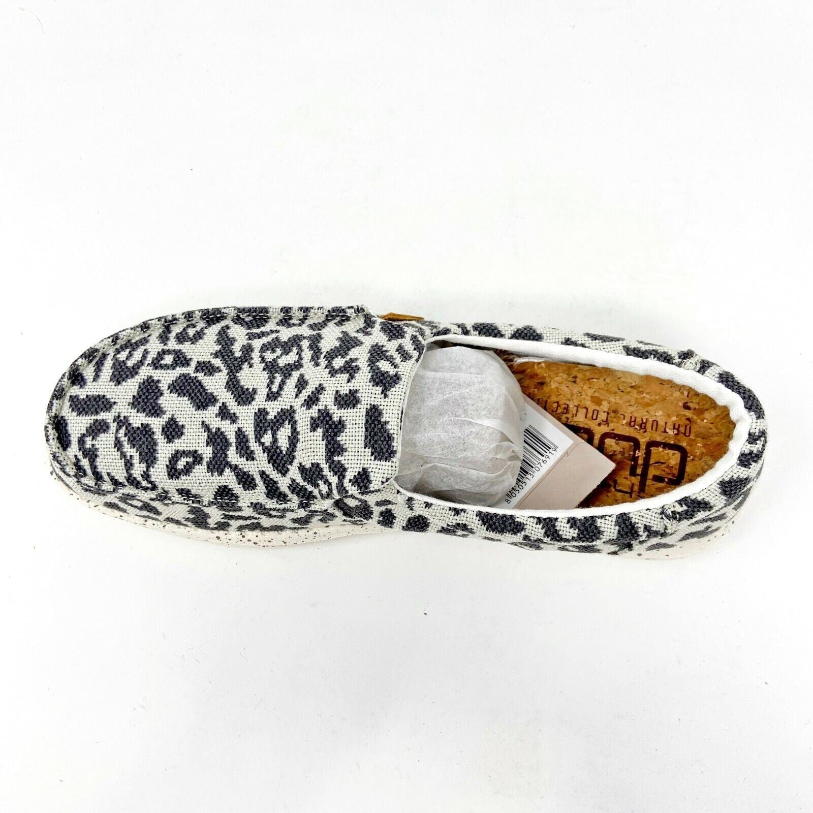 Hey Dude Womens Misty Woven Cheetah Grey Size 5 Slip On Walking Comfort Shoes
