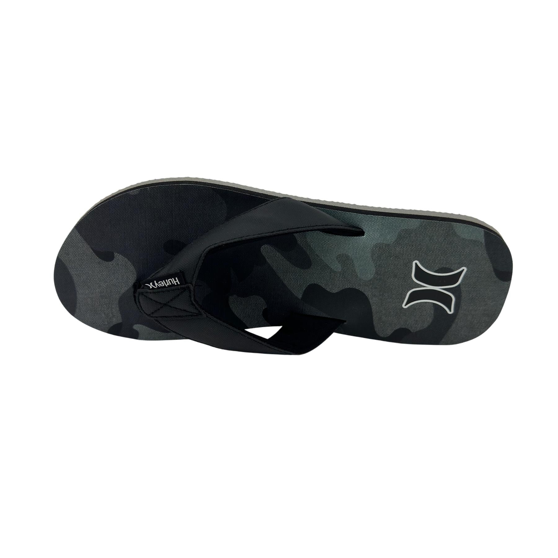 Hurley Logo Grey Camo Black Mens Sandal Pool Beach Flip Flop