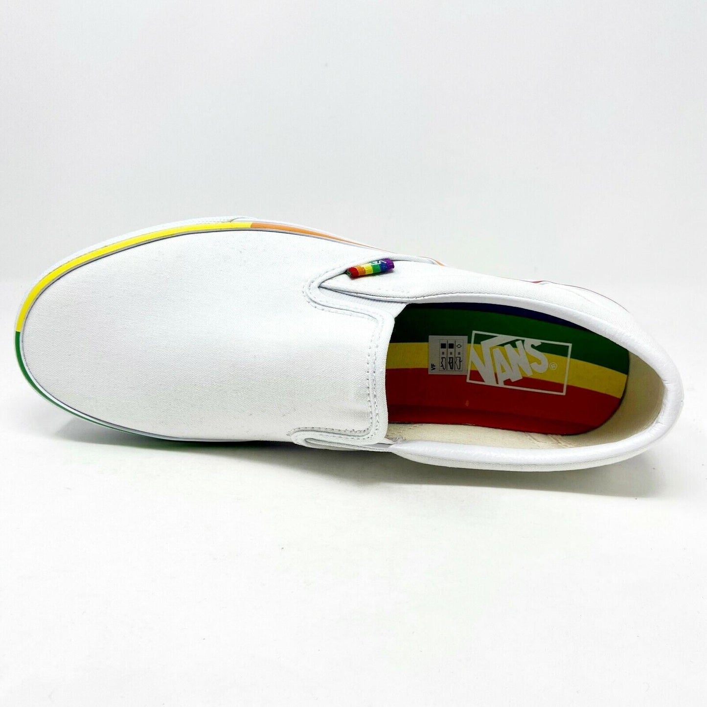 Vans Classic Slip On (Rainbow Foxing) True White LGBTQ Pride Womens Casual Shoes