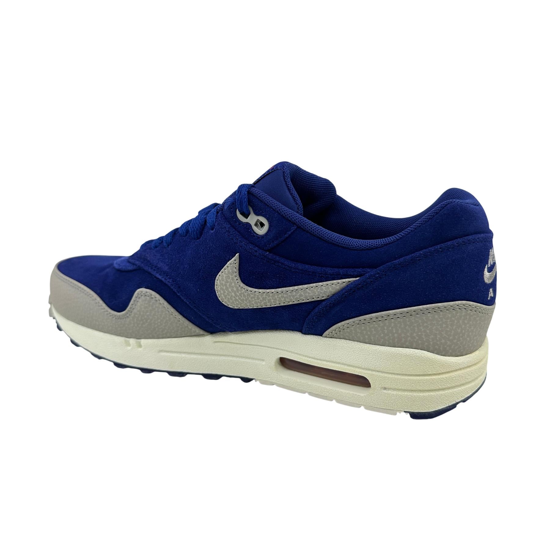 Nike Air Max 1 Premium Royal Blue White Mens Athletic Sneaker