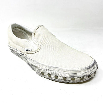 Vans Classic Slip On (Overwashed) White Womens Studded Casual Shoes