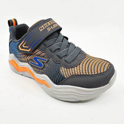 Skechers S Lights Erupters IV Charcoal Orange Kids Boys Size 11.5 Sneakers