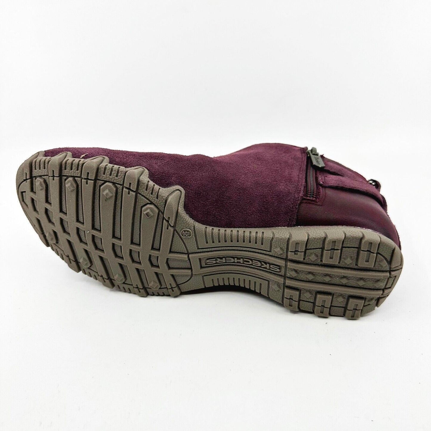 Skechers Bikers MC Embracing Burugndy Womens Wide Ankle Booties Shoes