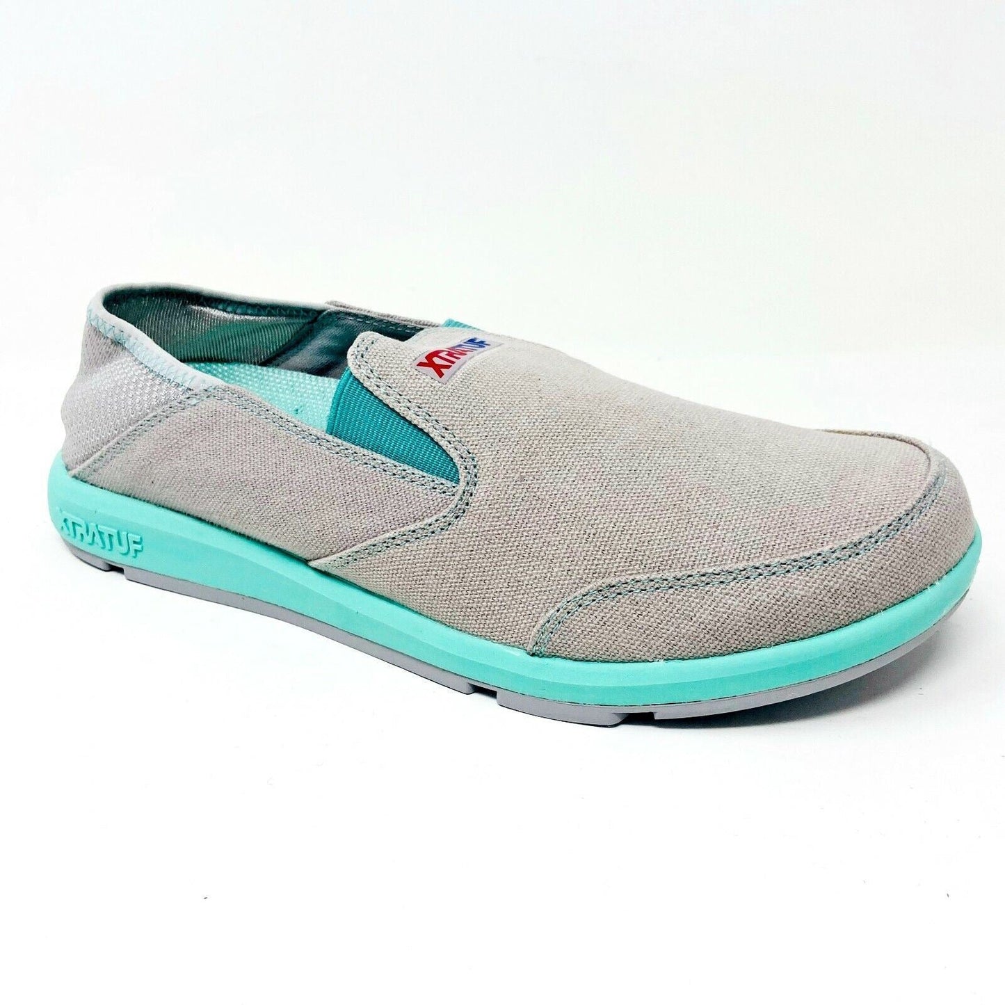 XtraTuf Yellowtail Grey Seafoam Slip Resistant Womens Canvas Slip On Work Shoes