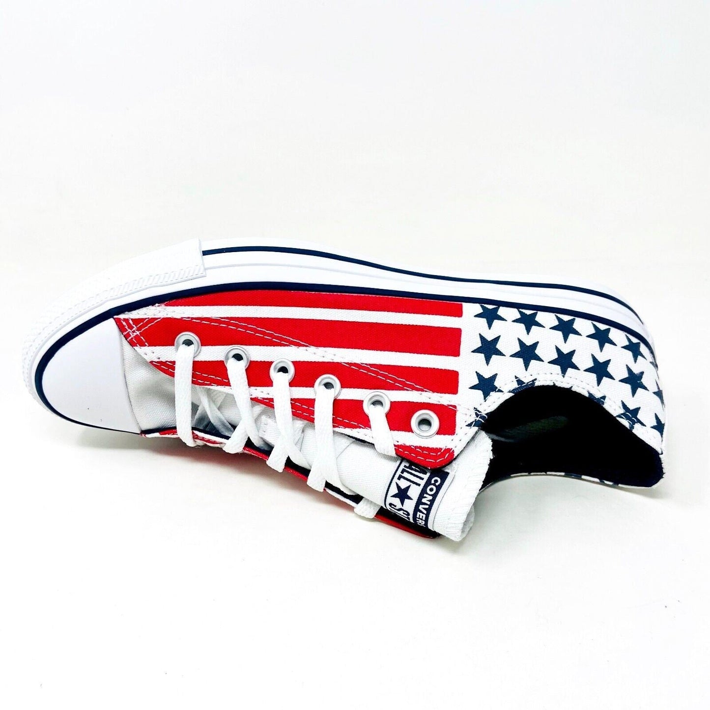 Converse CTAS Ox White Red Blue Mens July 4th USA Stars Stripes Shoes 167838F