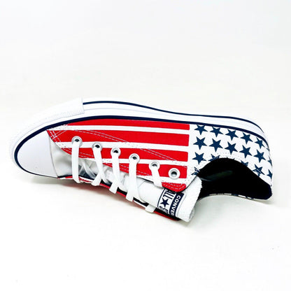 Converse CTAS Ox White Red Blue Mens July 4th USA Stars Stripes Shoes 167838F